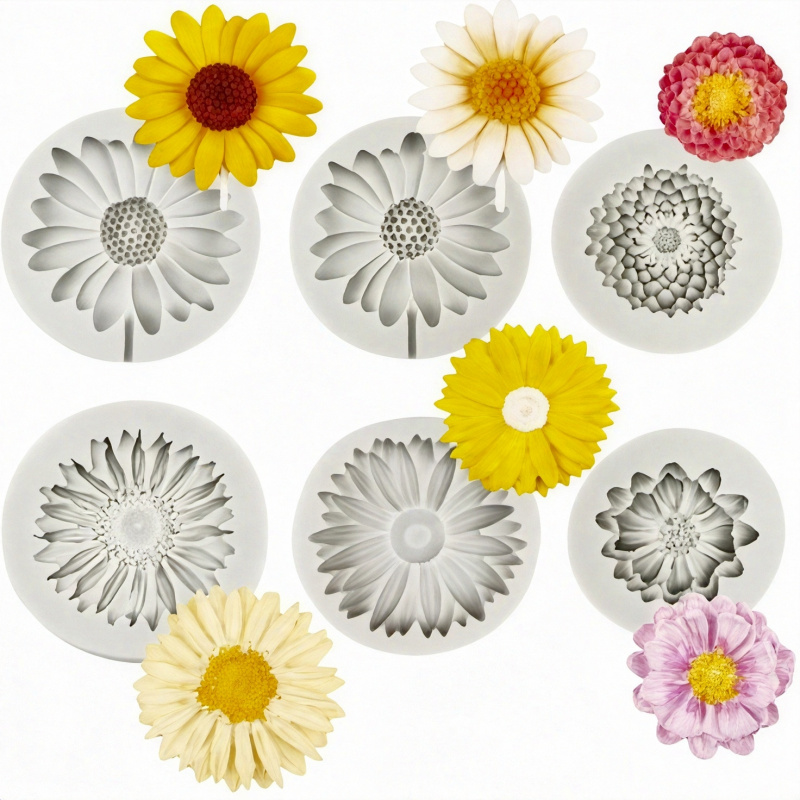 Soap Making Organic - 6 Pieces，Sunflower Daisy Silicone Mold，3D Flower