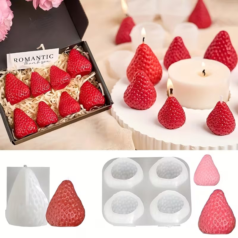 Soap Making Organic - Strawberry Silicone Candle Mold for DIY