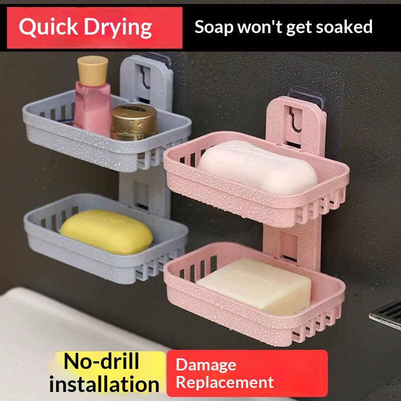 Wall Mounted Double Layer Soap - Soap Dish Draining 评论和价格